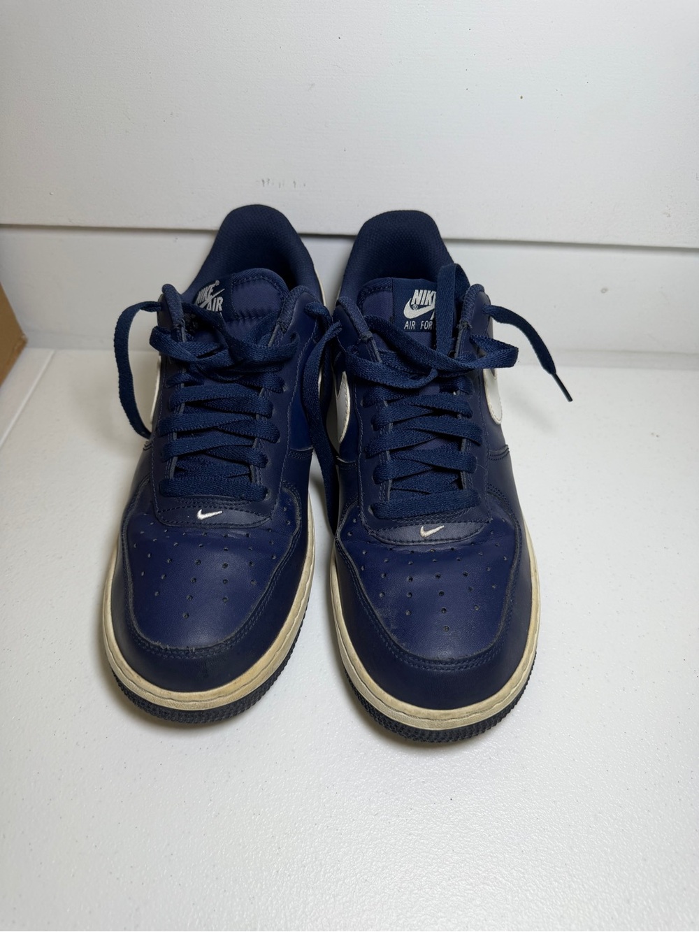 Nike Air Force 1 Low - Dark Navy Leather with White Swoosh Men’s 8.5